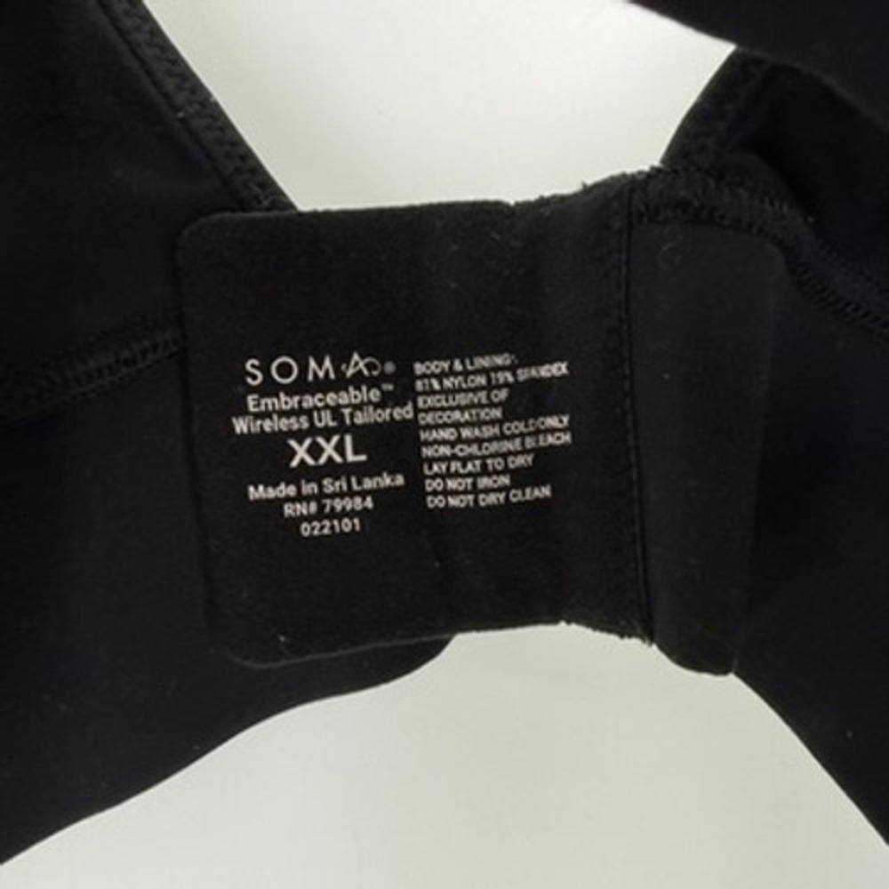 Soma Women XXL Embraceable Wireless UL Tailored Bralette Black Comfort Romantic - Picture 4 of 4